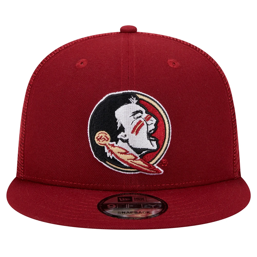 Men's New Era Garnet Florida State Seminoles 9FIFTY Trucker Snapback Hat