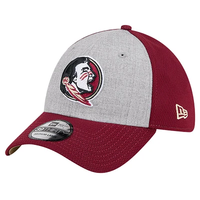 Casquette flex bicolore 39THIRTY New Era pour hommes, gris chiné/grenat, Florida State Seminoles