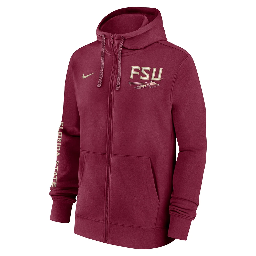 Men's Nike Garnet Florida State Seminoles 2024 Sideline Full-Zip Hoodie