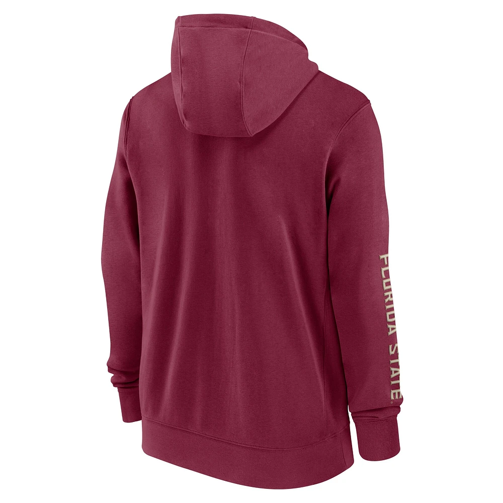 Men's Nike Garnet Florida State Seminoles 2024 Sideline Full-Zip Hoodie