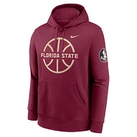 Men's Nike  Garnet Florida State Seminoles Basketball Icon Club Fleece Pullover Hoodie