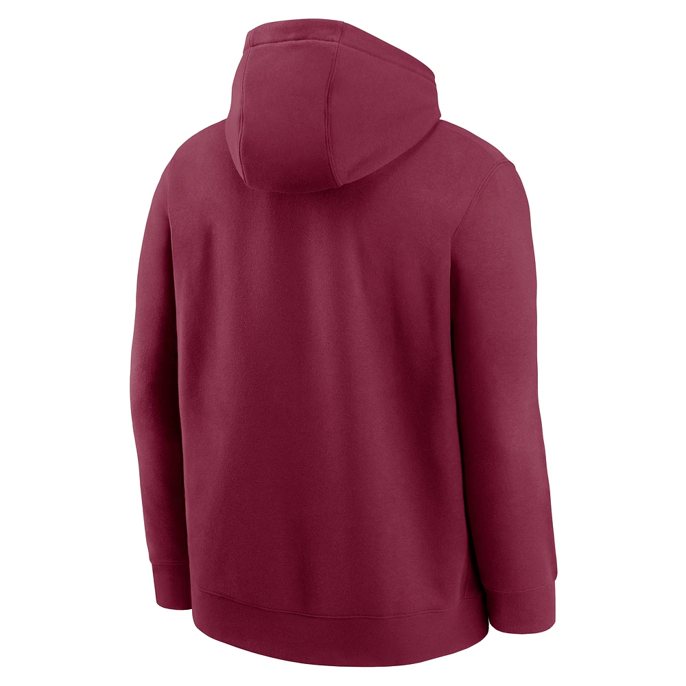 Men's Nike  Garnet Florida State Seminoles Basketball Icon Club Fleece Pullover Hoodie