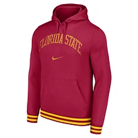 Men's Nike Garnet Florida State Seminoles Distressed Sketch Retro Fitted Pullover Hoodie
