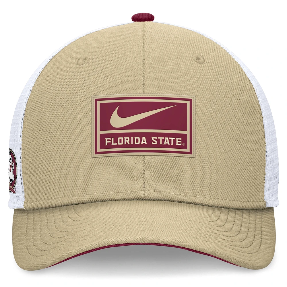 Men's Nike Gold/White Florida State Seminoles 2024 On Field Swoosh Trucker Adjustable Hat