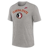 Men's Nike Heather Gray Florida State Seminoles Legacy Arch Tri-Blend T-Shirt