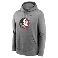 Men's Nike Heather Gray Florida State Seminoles Primetime Club Fleece Pullover Hoodie
