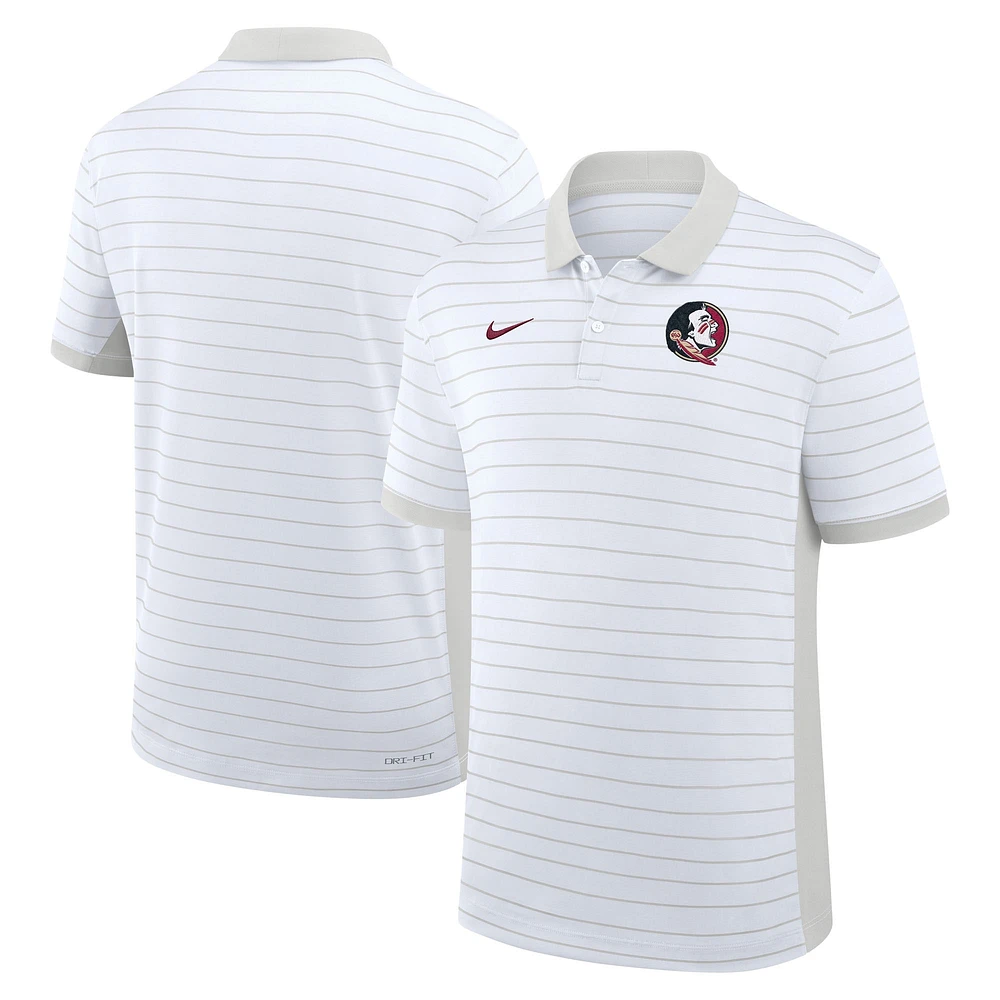 Men's Nike White Florida State Seminoles 2025 Early Season Coaches Sideline Victory Stripe Performance Polo