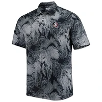 Men's Tommy Bahama Black Florida State Seminoles Coast Luminescent Fronds IslandZone Button-Up Camp Shirt