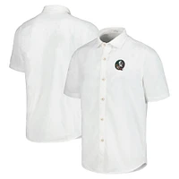 Men's Tommy Bahama White Florida State Seminoles Coconut Point Palm Vista IslandZone Camp Button-Up Shirt