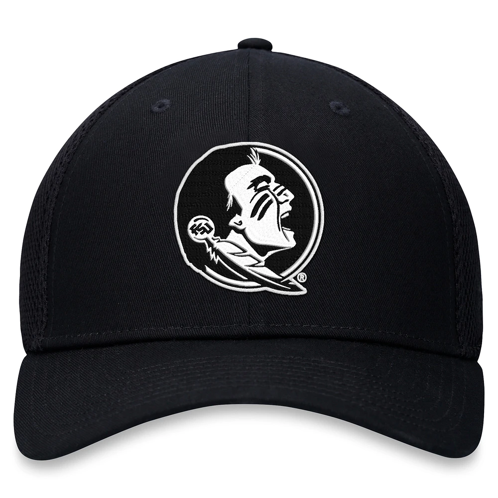 Men's Top of the World Black Florida State Seminoles Spacer Flex Hat