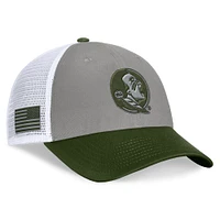 Chapeau réglable pour hommes, haut du monde, gris/vert, Florida State Seminoles OHT, insigne d'appréciation militaire, camionneur