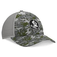 Men's Top of the World Gray Florida State Seminoles OHT Military Appreciation Pledge Trucker Camo Adjustable Hat