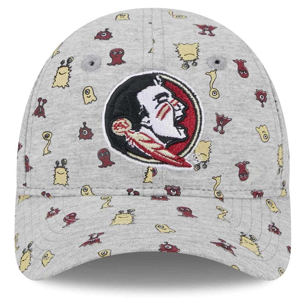 Toddler New Era Heather Gray Florida State Seminoles Allover Print Critter 9FORTY Flex Hat
