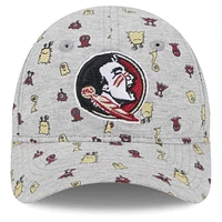 Toddler New Era Heather Gray Florida State Seminoles Allover Print Critter 9FORTY Flex Hat