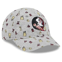 Toddler New Era Heather Gray Florida State Seminoles Allover Print Critter 9FORTY Flex Hat