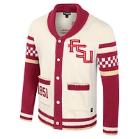 Unisex Colosseum Cream Florida State Seminoles Wild Collective Button-Up Jacquard Sweater