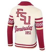 Unisex Colosseum Cream Florida State Seminoles Wild Collective Button-Up Jacquard Sweater