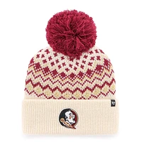 Women's '47 Cream Florida State Seminoles Elsa Cuffed Knit Hat with Pom