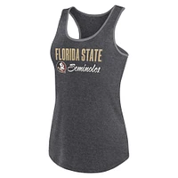 Women's Fanatics Heather Charcoal Florida State Seminoles Fuel Racerback Tank Top