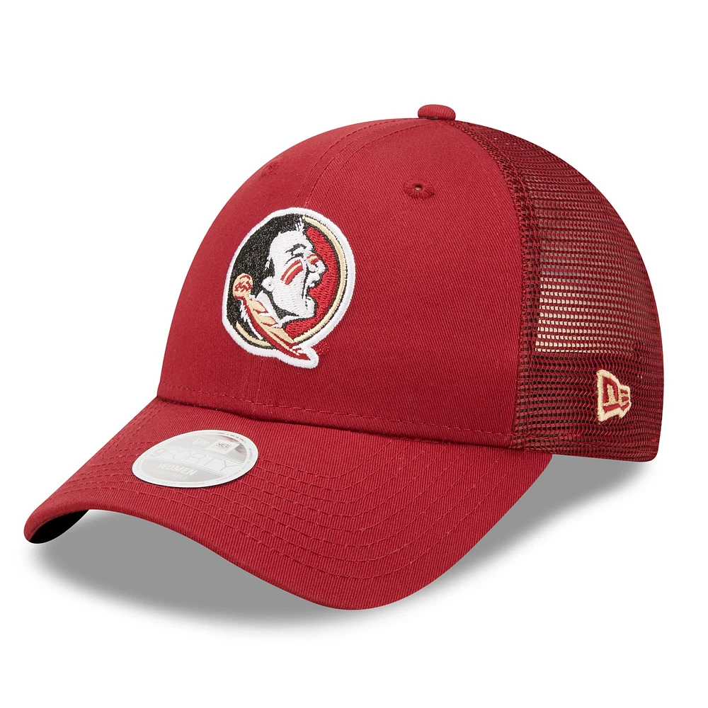 Casquette snapback 9FORTY Logo Spark Trucker Snapback pour femme Garnet Florida State Seminoles New Era