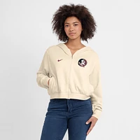 Women's Nike Cream Florida State Seminoles Cropped Chill Full-Zip Hoodie