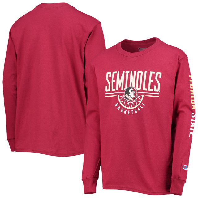 T-shirt à manches longues de basket-ball des Seminoles l'État Floride, champion la jeunesse, grenat