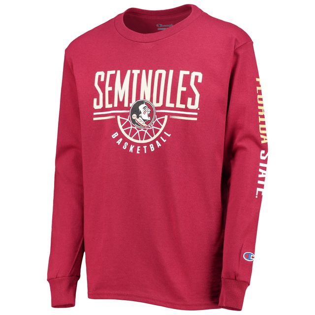 T-shirt à manches longues de basket-ball des Seminoles l'État Floride, champion la jeunesse, grenat