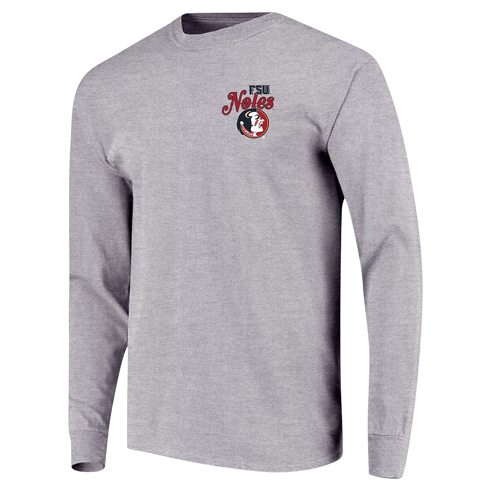 Youth Gray Florida State Seminoles Retro Script Long Sleeve T-Shirt