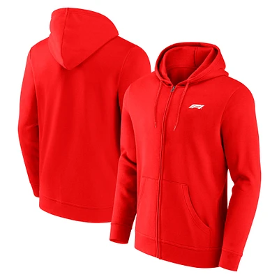 Sweat à capuche entièrement zippé rouge Formula 1 Primary pour homme