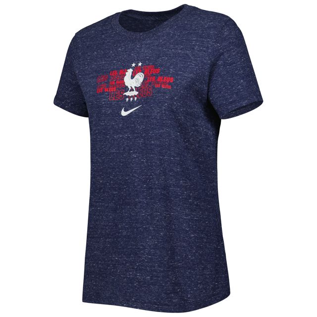 T-shirt Nike bleu marine pour femme de l'équipe nationale France Varsity Space-Dye