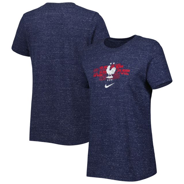 T-shirt Nike bleu marine pour femme de l'équipe nationale France Varsity Space-Dye