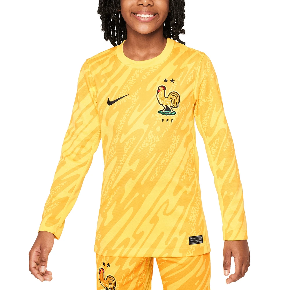 Youth Nike  Yellow France National Team 2024 Goalkeeper Replica Stadium Long Sleeve Jersey