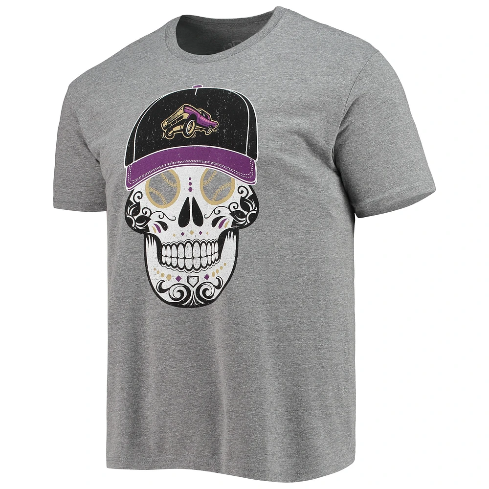 T-shirt à trois mélanges gris chiné Lowriders de Fresno Copa la Diversion Sugar Skull Cap pour homme