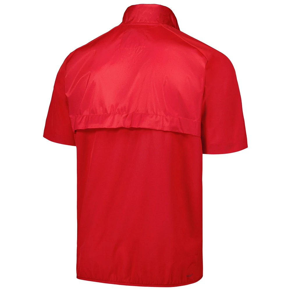 Veste adidas rouge Fresno State Bulldogs Sideline AEROREADY Raglan à manches courtes et quart de zip pour hommes