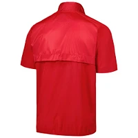Veste adidas rouge Fresno State Bulldogs Sideline AEROREADY Raglan à manches courtes et quart de zip pour hommes
