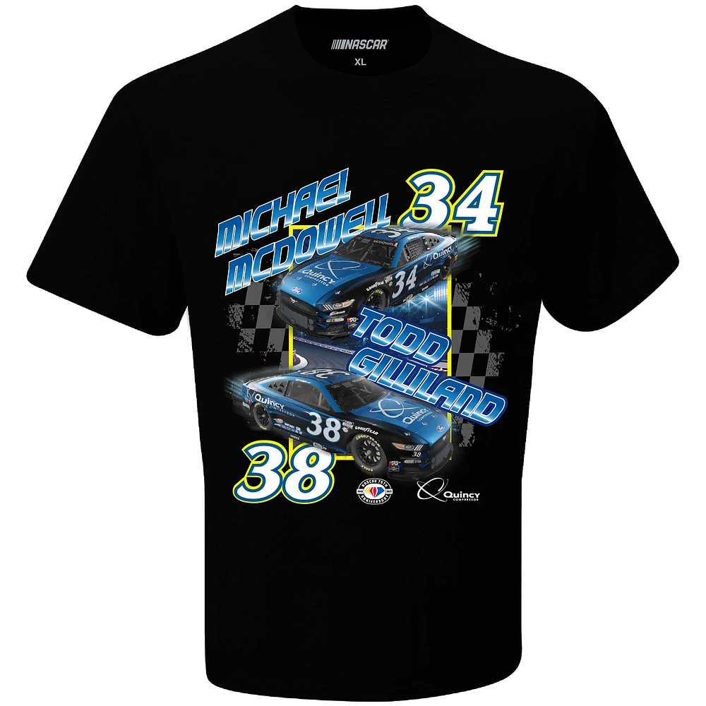 Men's Checkered Flag Sports Black Todd Gilliland & Michael McDowell Quincy Compressor T-Shirt