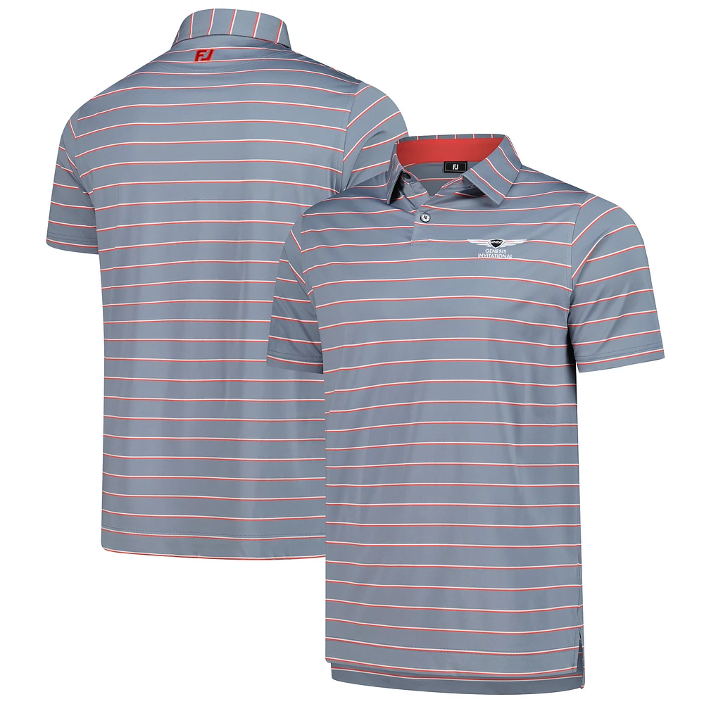 Men's FootJoy Gray Genesis Invitational ProDry Classic Stripe Lisle Polo