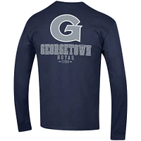 Men's Champion Navy Georgetown Hoyas Team Stack Long Sleeve T-Shirt