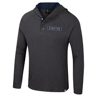 Men's Colosseum  Charcoal Georgetown Hoyas Dujour Ralgan Long Sleeve Henley Hoodie T-Shirt