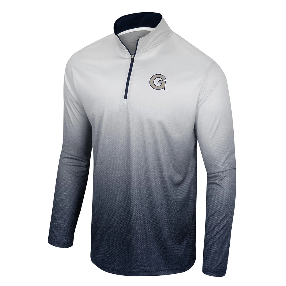 Men's Colosseum White/Navy Georgetown Hoyas Laws of Physics Quarter-Zip Windshirt