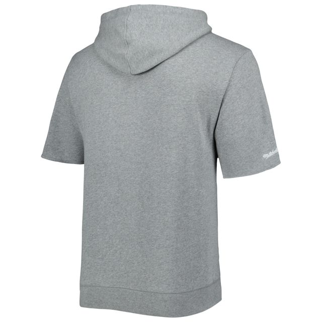 Chandail à capuchon manches courtes Georgetown Hoyas Wordmark Mitchell & Ness pour homme, gris chiné