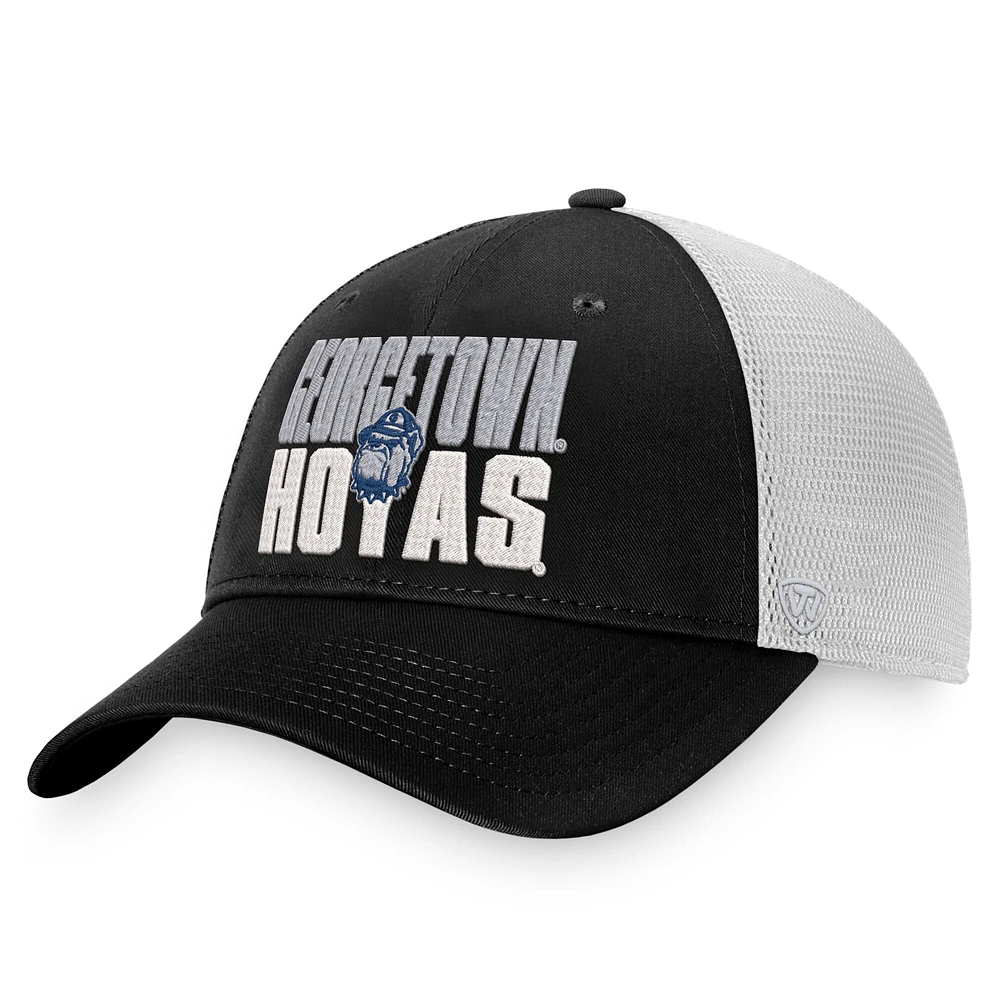 Men's Top of the World Black/White Georgetown Hoyas Stockpile Trucker Snapback Hat