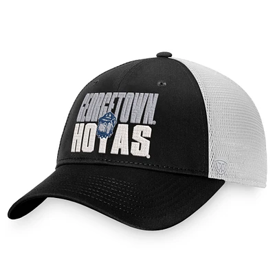 Men's Top of the World Black/White Georgetown Hoyas Stockpile Trucker Snapback Hat