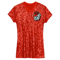 Girls Youth  Red Georgia Bulldogs Sequin V-Neck Dress