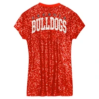 Girls Youth  Red Georgia Bulldogs Sequin V-Neck Dress