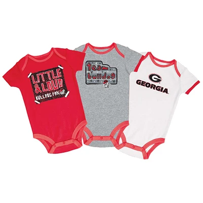 Lot de 3 cache-couches Georgia Bulldogs pour bébé Champion rouge/gris/blanc