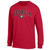 Men's Champion  Red Georgia Bulldogs Arch Over Logo Long Sleeve T-Shirt
