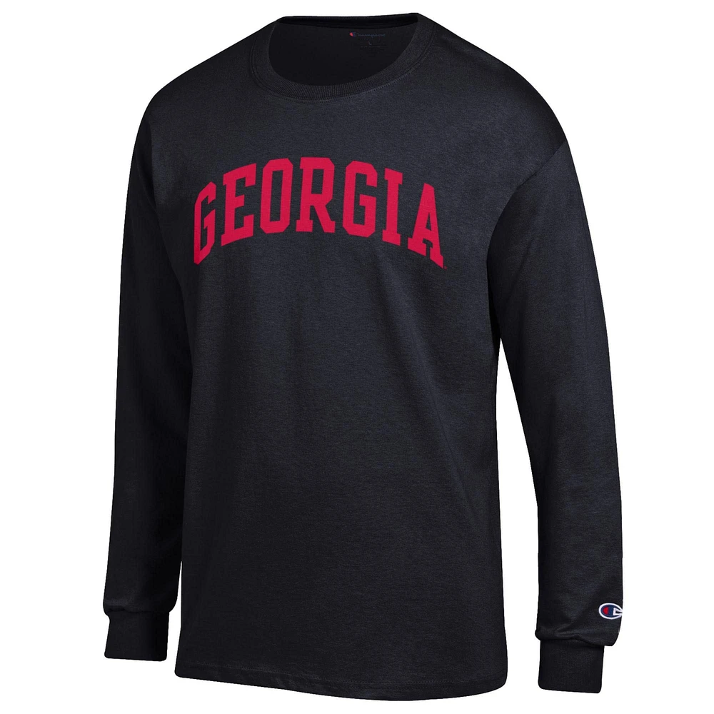 Men's Champion  Black Georgia Bulldogs Basic Arch Long Sleeve T-Shirt