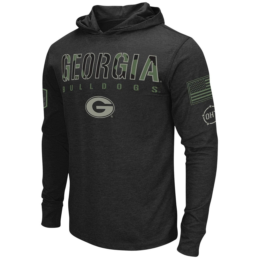 Men's Colosseum Black Georgia Bulldogs Big & Tall OHT Military Appreciation Tango Long Sleeve Hoodie T-Shirt