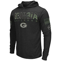 Men's Colosseum Black Georgia Bulldogs Big & Tall OHT Military Appreciation Tango Long Sleeve Hoodie T-Shirt